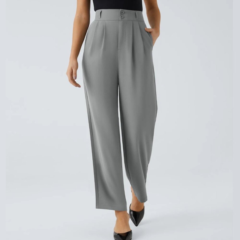 Halara Flex™ High Waisted Zipper Pocket Shirred Straight Leg Trouser Pants - Picture 1 of 14